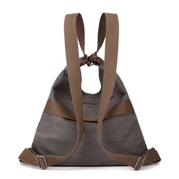 grey versatile 3 in 1 canvas backpack and shoulder bag large capacity handbag for women ideal for travel school and everyday use