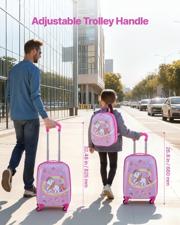 vevor kids luggage set, 2 piece, 45.7 cm hardside rolling wheels suitcase with hard shell backpack, unicorn kids carry on luggage set, holiday birthday present for girls & boys, airline approved vevor kids luggage set, 2 piece, 45.7 cm hardside rolling wheels suitcase with hard shell backpack, unicorn kids carry on luggage set, holiday birthday present for girls & boys, airline approved