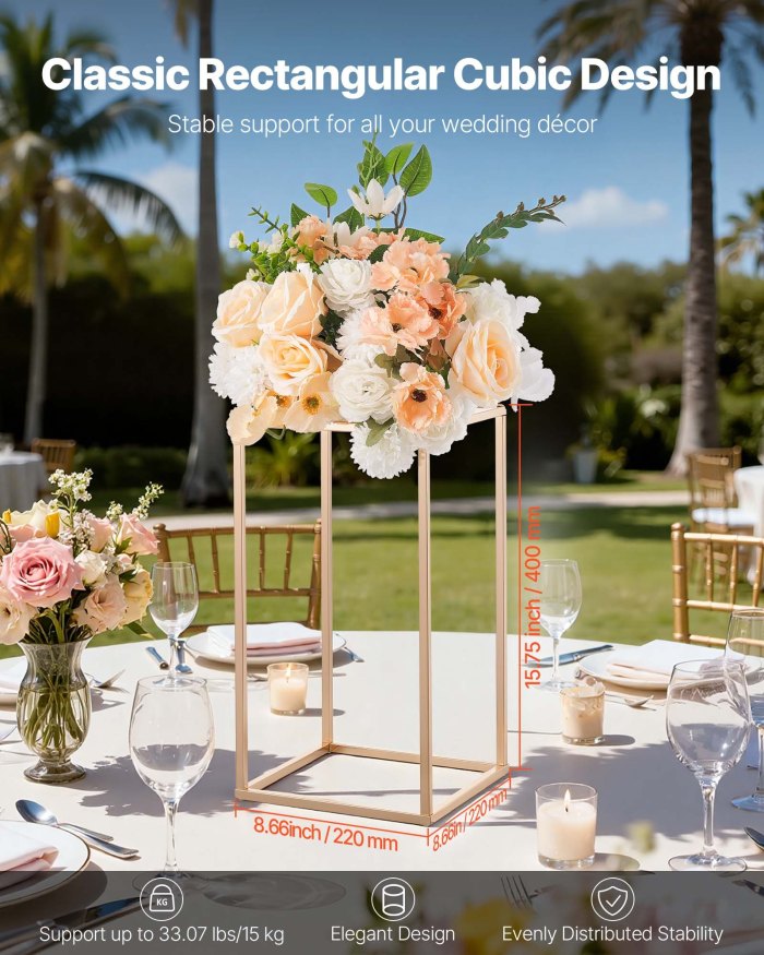vevor wedding flower stand, 10pcs 40cm column flower stand, floral stands with acrylic laminate, gold rectangular floral display rack for wedding, party, birthday, home, gold centerpiece stands vevor wedding flower stand, 10pcs 40cm column flower stand, floral stands with acrylic laminate, gold rectangular floral display rack for wedding, party, birthday, home, gold centerpiece stands