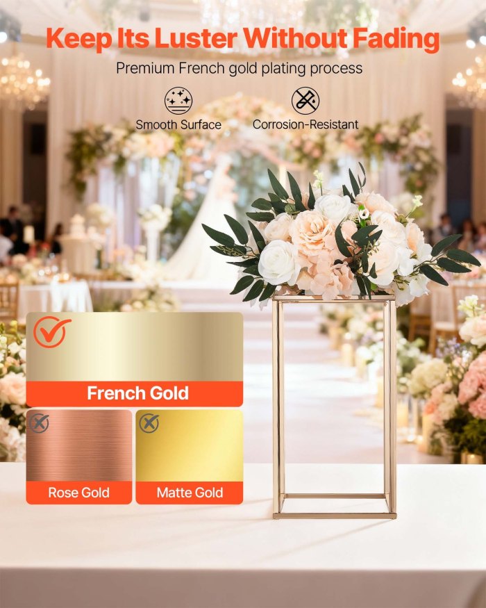 vevor wedding flower stand, 10pcs 40cm column flower stand, floral stands with acrylic laminate, gold rectangular floral display rack for wedding, party, birthday, home, gold centerpiece stands vevor wedding flower stand, 10pcs 40cm column flower stand, floral stands with acrylic laminate, gold rectangular floral display rack for wedding, party, birthday, home, gold centerpiece stands