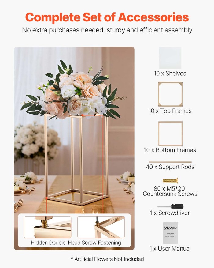 vevor wedding flower stand, 10pcs 40cm column flower stand, floral stands with acrylic laminate, gold rectangular floral display rack for wedding, party, birthday, home, gold centerpiece stands vevor wedding flower stand, 10pcs 40cm column flower stand, floral stands with acrylic laminate, gold rectangular floral display rack for wedding, party, birthday, home, gold centerpiece stands