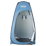 vevor pop up shower tent, instant portable privacy tent changing room with hanging bag, ground stakes, ropes, carry bag, 190t polyester with silver coating, quick setup, for camping, beach, fishing