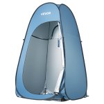 vevor pop up shower tent, instant portable privacy tent changing room with hanging bag, ground stakes, ropes, carry bag, 190t polyester with silver coating, quick setup, for camping, beach, fishing