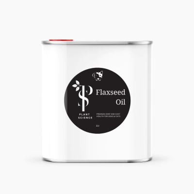 Flaxseed oil tin for pet health, 1 litre