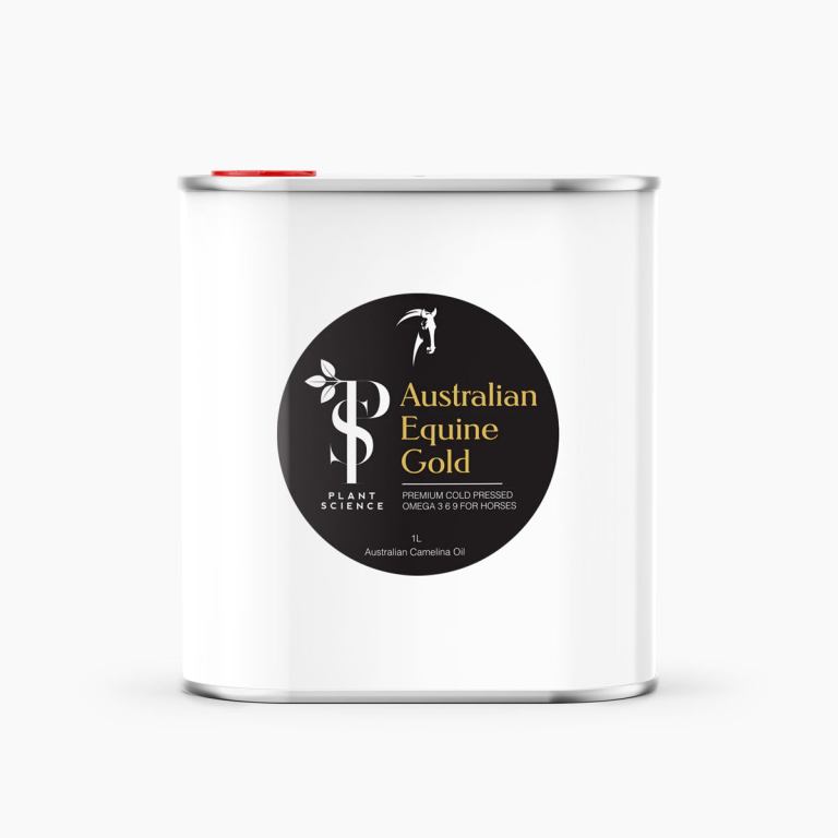 Australian Equine Gold camelina oil for horses.