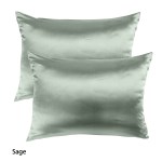 royal comfort mulberry soft silk hypoallergenic pillowcase twin pack 51 x 76cm sage