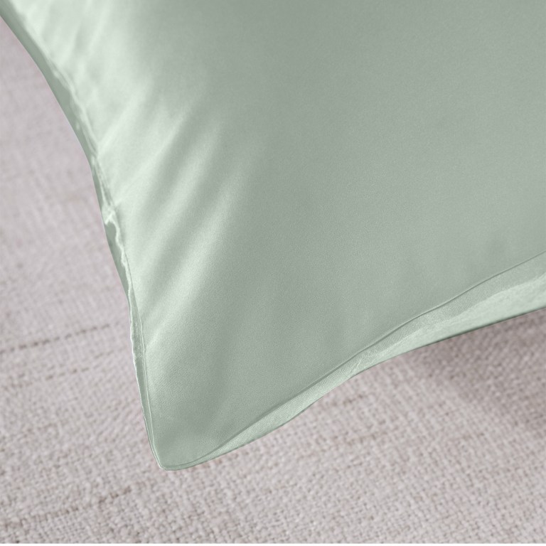 royal comfort mulberry soft silk hypoallergenic pillowcase twin pack 51 x 76cm sage