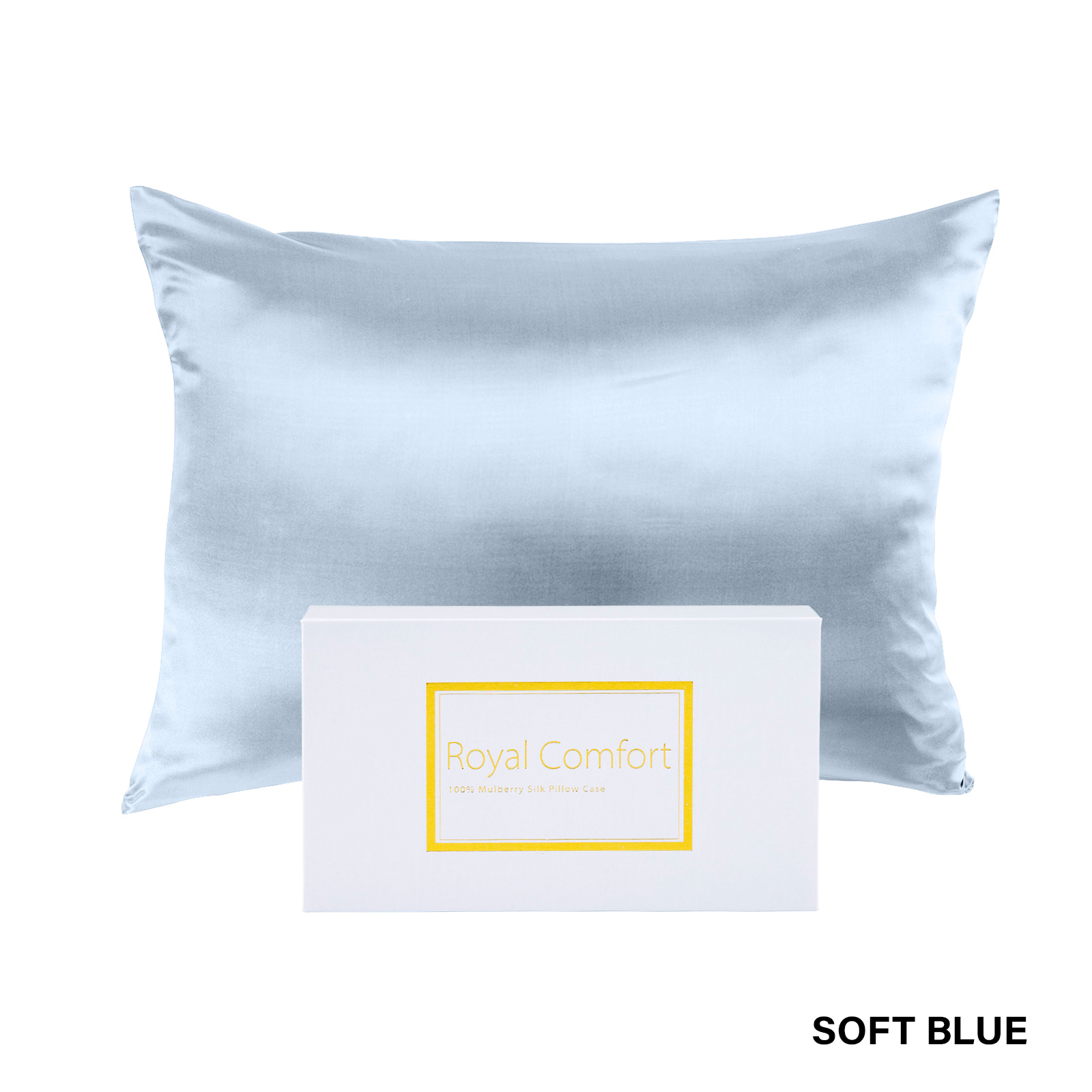 royal comfort pure silk pillow case 100% mulberry silk hypoallergenic pillowcase soft blue