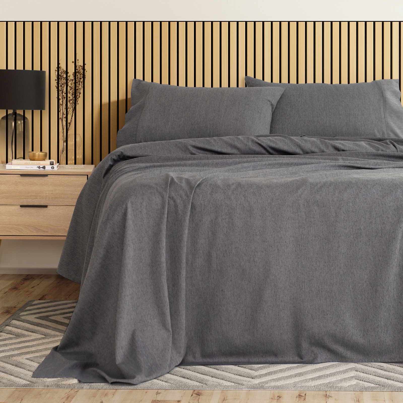 royal comfort 3000 thread count bamboo cooling sheet set king charcoal