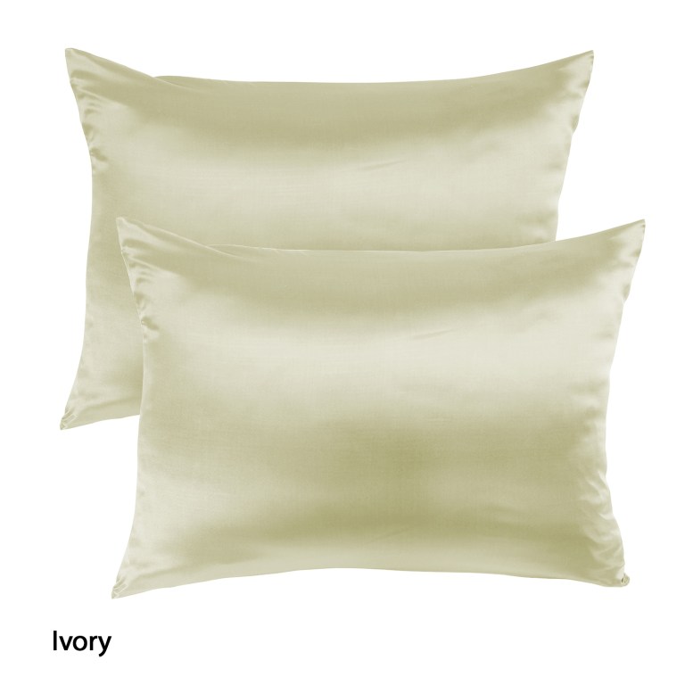 royal comfort mulberry soft silk hypoallergenic pillowcase twin pack 51 x 76cm ivory
