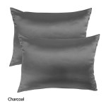 royal comfort mulberry soft silk hypoallergenic pillowcase twin pack 51 x 76cm charcoal