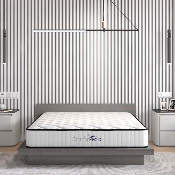 comforpedic mattress 5 zone medium support foam bonnell spring 21cm queen white black comforpedic mattress 5 zone medium support foam bonnell spring 21cm queen white black