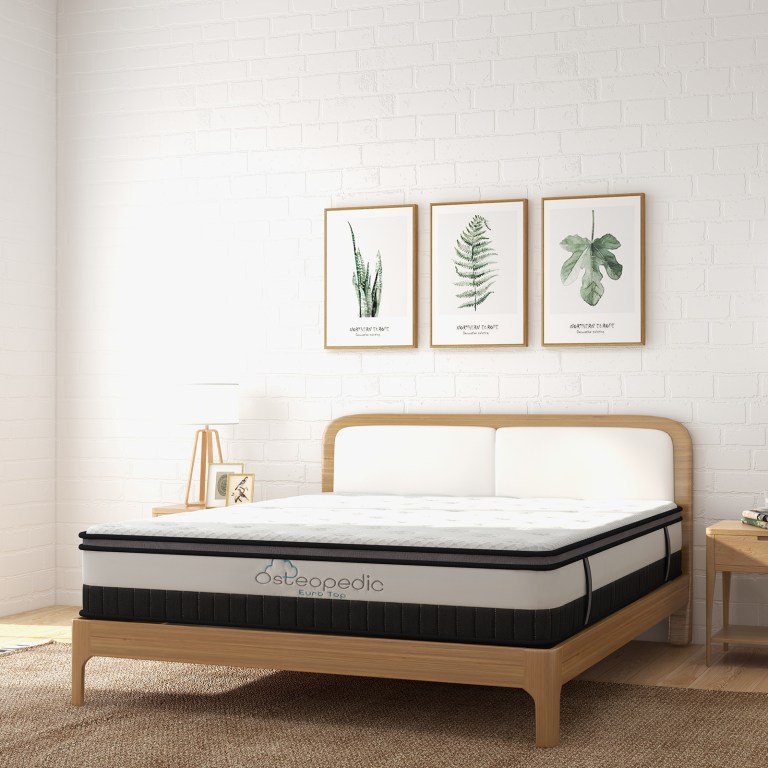 osteopedic euro top mattress pocket spring medium firm hybrid design bed 30cm queen white