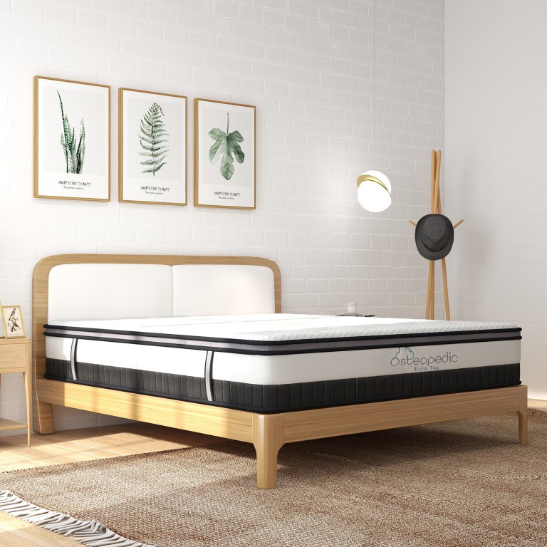 osteopedic euro top mattress pocket spring medium firm hybrid design bed 30cm queen white