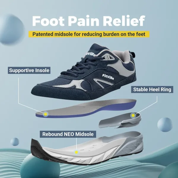 FitVille Newest Walking Shoes for Men Wide Width Sneakers with Arch Support for Flat Feet Heel Pain Relief Plantar Fasciitis 3