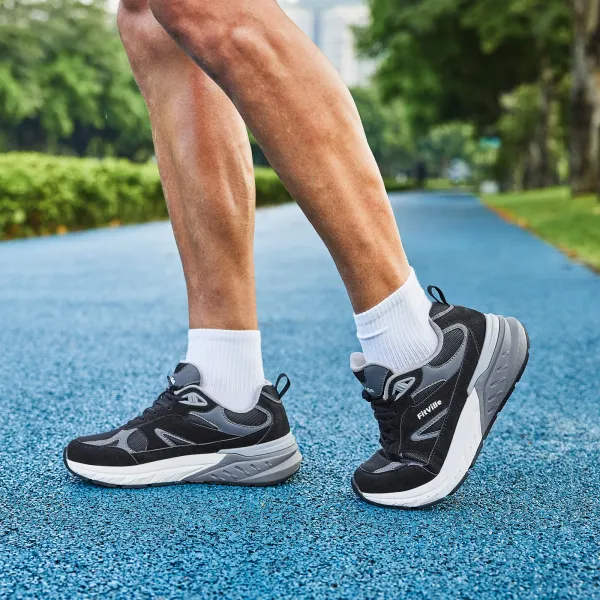 FitVille Newest Walking Shoes for Men Wide Width Sneakers with Arch Support for Flat Feet Heel Pain Relief Plantar Fasciitis 6