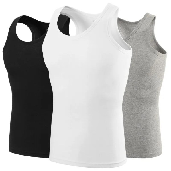 Men's Cotton Sports Skinny Vest Teenagers Leisure Joker Sleeveless T Men's Fitness Training Simple Top 4