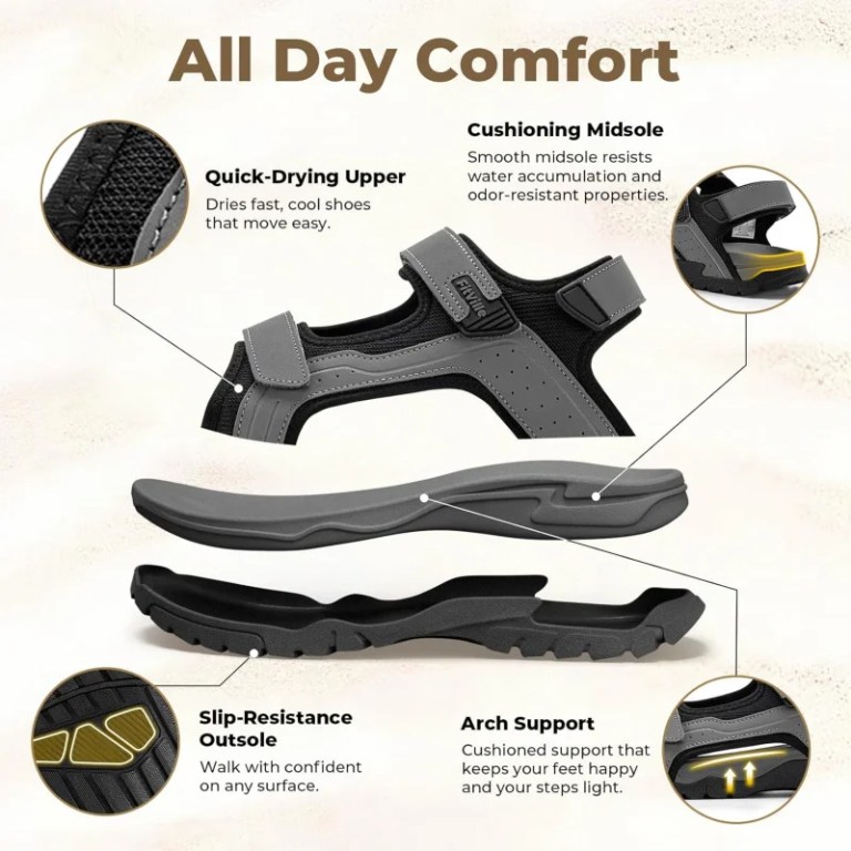 fitville mens sandal wide toe box walking athletic sandals for men with arch support cushion slip resistant beach sandals FitVille Mens Sandal Wide Toe Box Walking Athletic Sandals For Men With Arch Support Cushion Slip-Resistant Beach Sandals 3