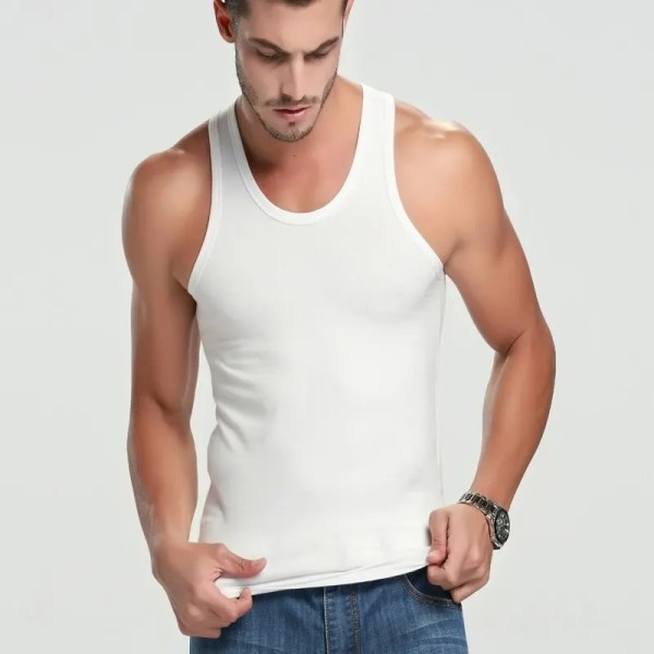 Men's Cotton Sports Skinny Vest Teenagers Leisure Joker Sleeveless T Men's Fitness Training Simple Top