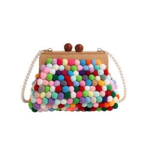 Women Shoulder Bag Candy Color Pearl Handbag Personalized Shell Crossbody Bag