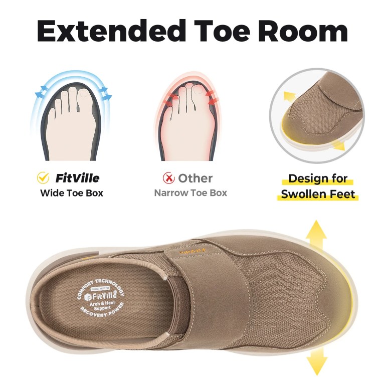 fitville men's wide fit slippers with arch support breathable adjustable house mules orthopedic indoor walking shoes FitVille Men\'s Wide Fit Slippers with Arch Support Breathable Adjustable House Mules Orthopedic Indoor Walking Shoes 2