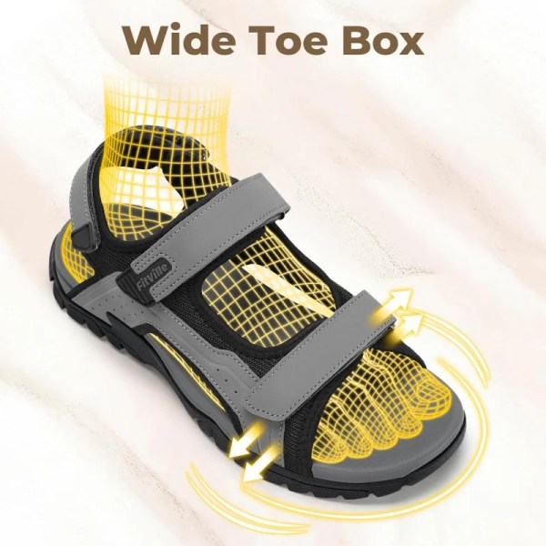 fitville mens sandal wide toe box walking athletic sandals for men with arch support cushion slip resistant beach sandals FitVille Mens Sandal Wide Toe Box Walking Athletic Sandals For Men With Arch Support Cushion Slip-Resistant Beach Sandals 1