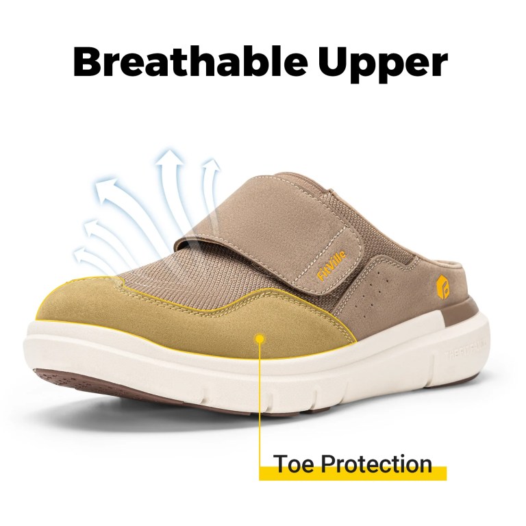 fitville men's wide fit slippers with arch support breathable adjustable house mules orthopedic indoor walking shoes FitVille Men\'s Wide Fit Slippers with Arch Support Breathable Adjustable House Mules Orthopedic Indoor Walking Shoes 4