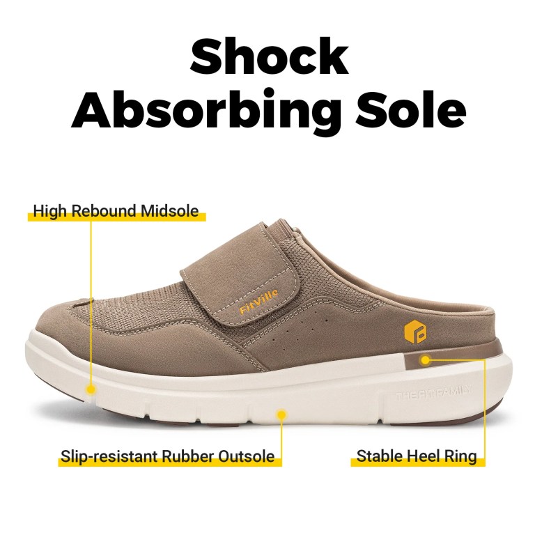 fitville men's wide fit slippers with arch support breathable adjustable house mules orthopedic indoor walking shoes FitVille Men\'s Wide Fit Slippers with Arch Support Breathable Adjustable House Mules Orthopedic Indoor Walking Shoes 3