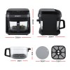devanti air fryer 5.5l touch control electric cooker 1200w black Devanti air fryer dimensions and components displayed.