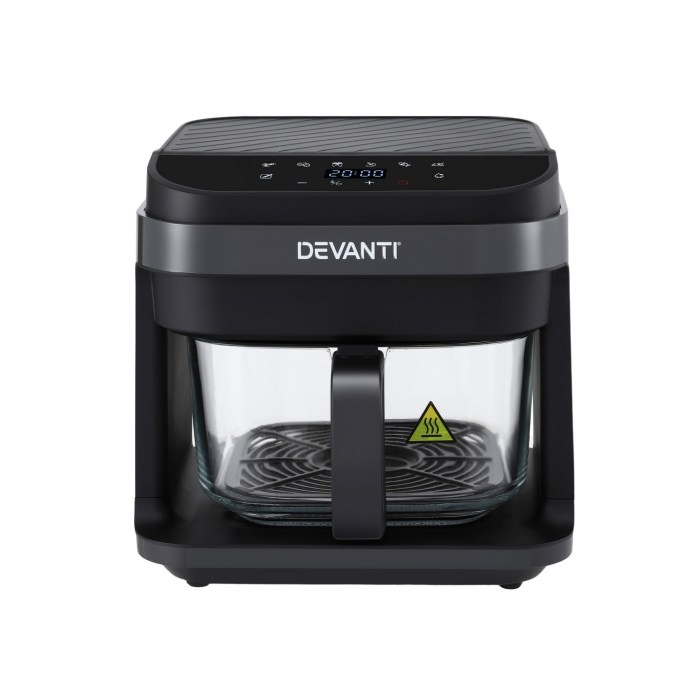 devanti air fryer 5.5l touch control electric cooker 1200w black Devanti air fryer with digital controls.