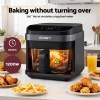 devanti air fryer 5.5l touch control electric cooker 1200w black Devanti air fryer cooking chicken, chips, and sausage rolls.