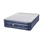 Inflatable blue air mattress with built-in pump