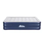 Blue inflatable air mattress with white top