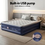 Inflatable bed with USB pump, quick inflation in 3 minutes.