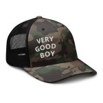 eveonsteve very good boy camouflage trucker hat eveonsteve very good boy camouflage trucker hat