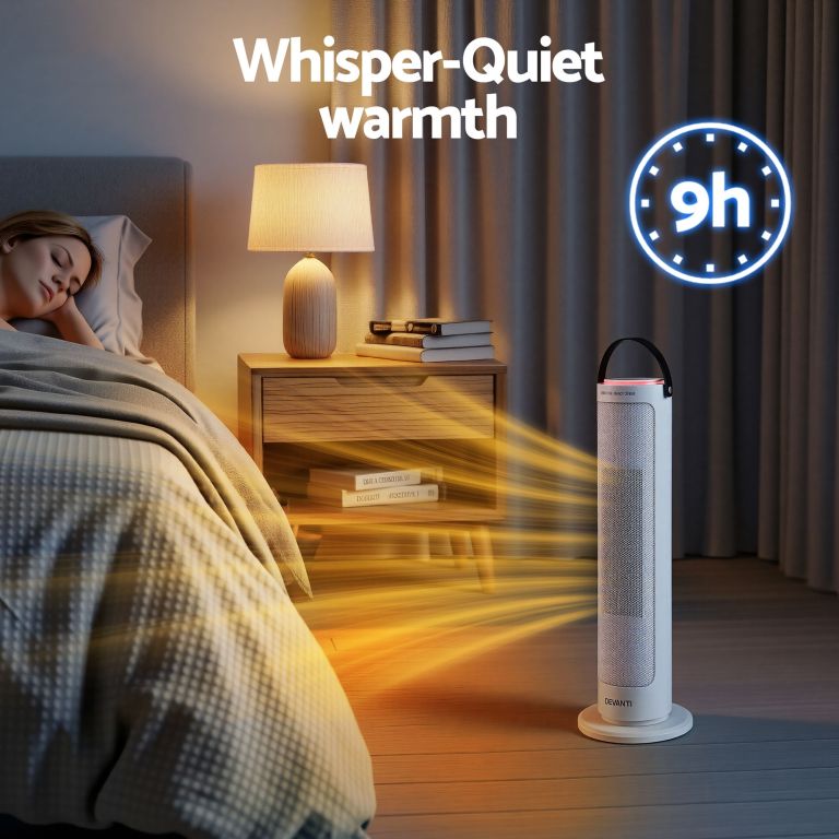 Bedroom heater providing quiet warmth overnight.