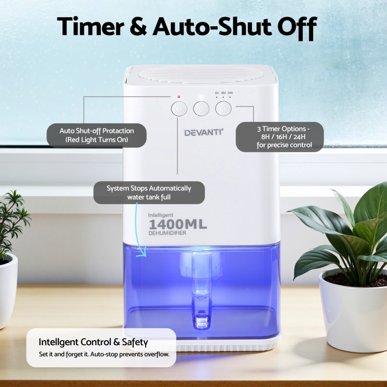 devanti 1400ml portable dehumidifier quiet sleep mode timer auto off bedroom white devanti 1400ml portable dehumidifier quiet sleep mode timer auto off bedroom white
