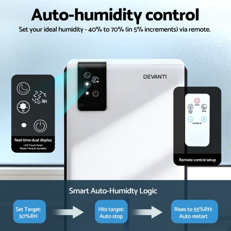 devanti 2000ml portable dehumidifier moisture absorber home bedroom quiet remote devanti 2000ml portable dehumidifier moisture absorber home bedroom quiet remote