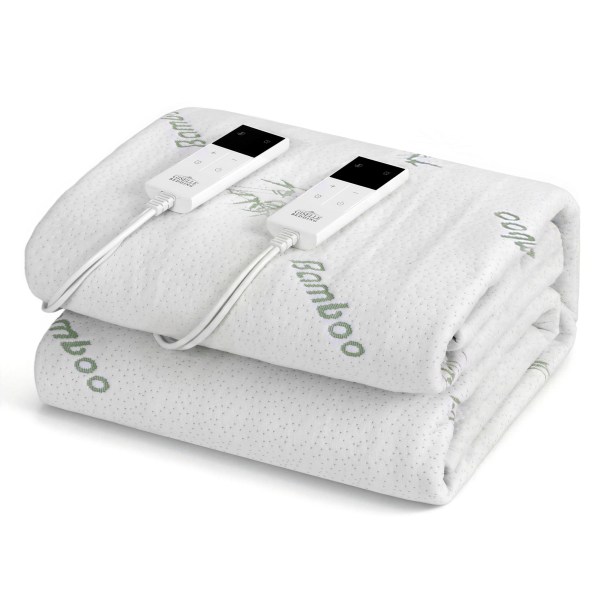 giselle electric blanket bamboo fabric double fitted heated pad underlay washable winter Folded electric blanket with dual controllers.