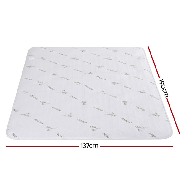 giselle electric blanket bamboo fabric double fitted heated pad underlay washable winter White bamboo queen mattress, 190x137cm