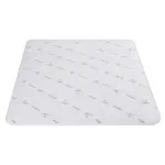 Bamboo fibre mattress topper with green pattern.