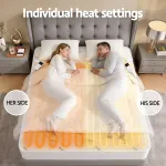 Couple enjoying heated mattress with individual heat settings.