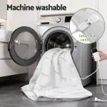 Electric blanket with detachable controller in washing machine.