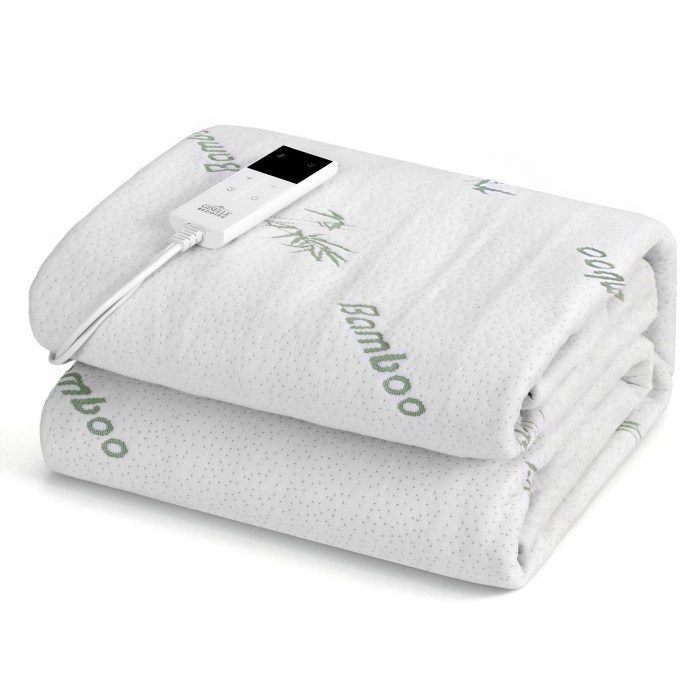 Folded bamboo electric blanket with control panel