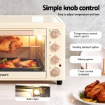devanti 60l convection oven electric fryer ovens 2000w cream Oven with simple knob controls and roast chicken.
