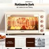 devanti 60l convection oven electric fryer ovens 2000w cream Rotisserie oven with rotating chicken and controls displayed.