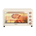 devanti 60l convection oven electric fryer ovens 2000w cream Modern oven with roasted chicken and vegetables.