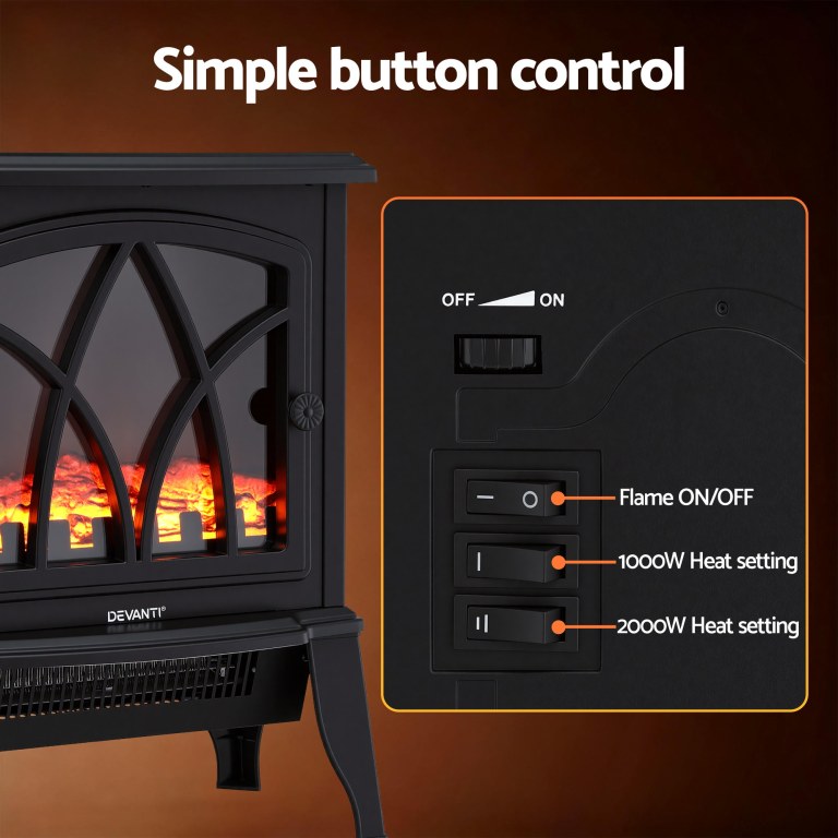 devanti 2000w electric fireplace heater stove freestanding 3d flame effect indoor space heaters devanti 2000w electric fireplace heater stove freestanding 3d flame effect indoor space heaters