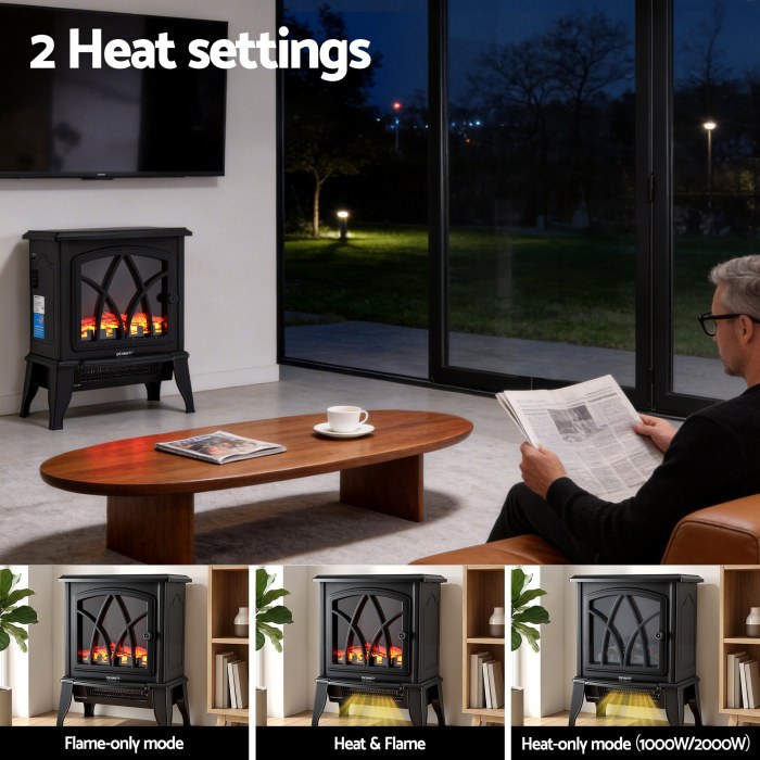 devanti 2000w electric fireplace heater stove freestanding 3d flame effect indoor space heaters devanti 2000w electric fireplace heater stove freestanding 3d flame effect indoor space heaters