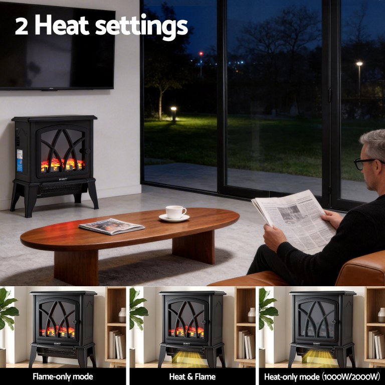 devanti 2000w electric fireplace heater stove freestanding 3d flame effect indoor space heaters devanti 2000w electric fireplace heater stove freestanding 3d flame effect indoor space heaters